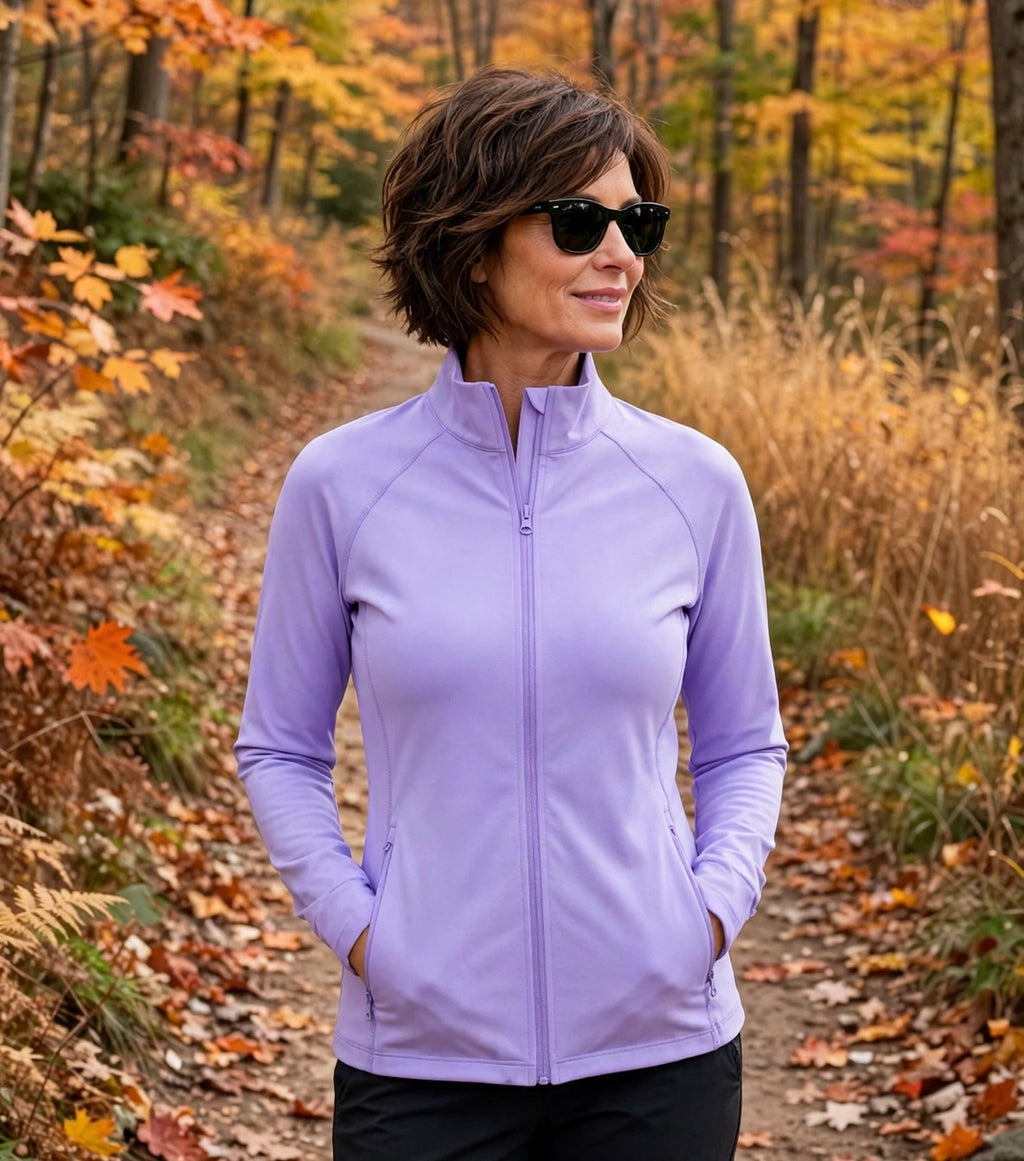 Women's Activewear Athletic Fit, Full Zip Sweater - Moisture-Wicking UPF50